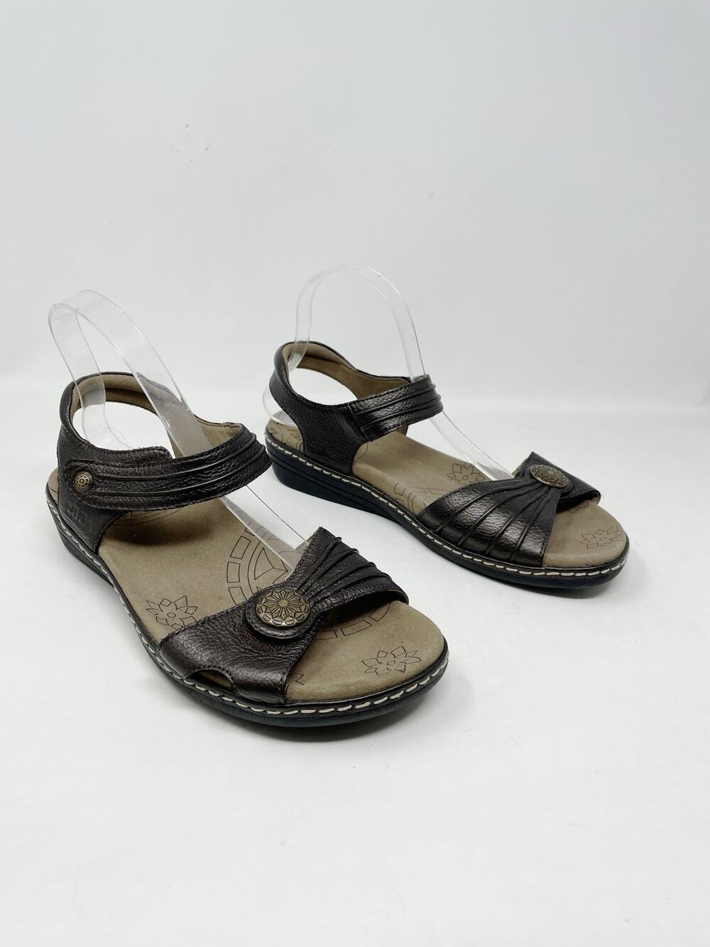 Taos Footwear Escape Bronze Leather Comfort Adjustable Shoes Sandals womens 10
